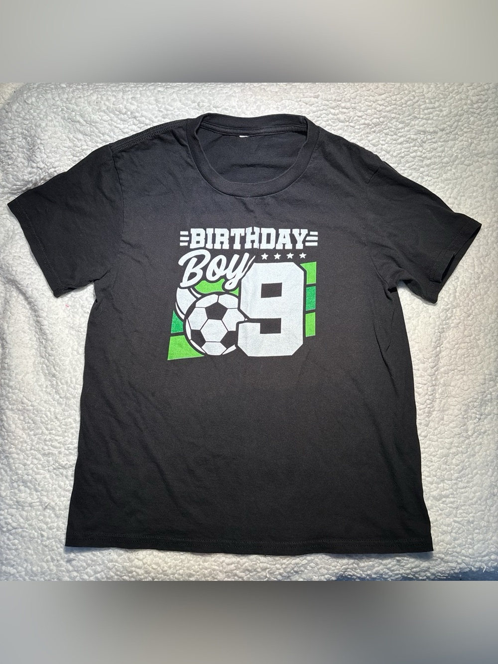 Birthday Boy 9 Soccer Graphic Tee - Black & Green
